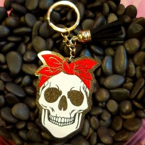 KEY CHAIN 🔑 RED BOW SUGAR SKULL ♥️